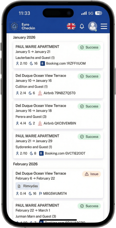 Online check-in and guest registration for eTuristas in Lithuania with Eurocheckin